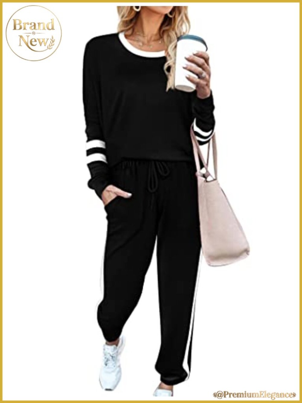 Women 2 Piece Sweatsuit Set Crewneck Pullover Drawstring Sweatpants Tracksuit